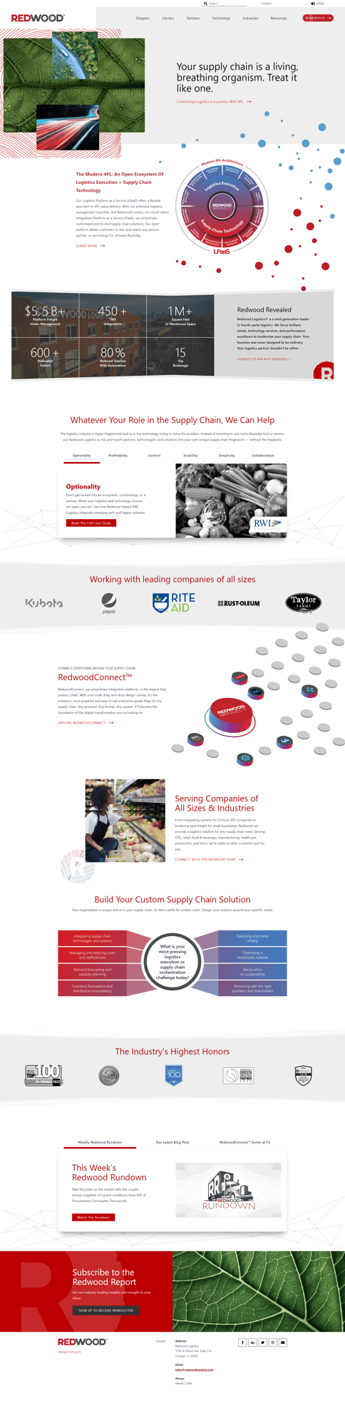 Redwood Logistics new homepage